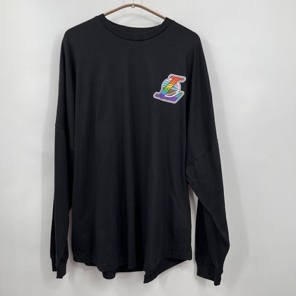 Lakers Black Los Angeles Spirit Jersey Pride Logo Long Sleeve T-Shirt Size XL